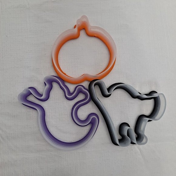 Halloween Cookie Cutters Pumpkin Black Cat Ghost 3 Piece- - Picture 2 of 6